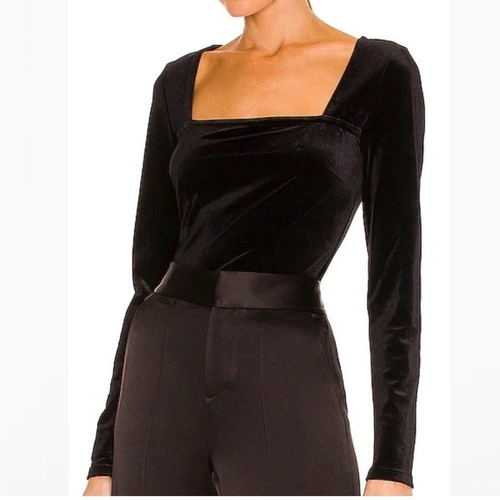 NWT N:PHILANTHROPY Top Black Velvet Armida Square Neck Pullover Long Sleeve Sz M